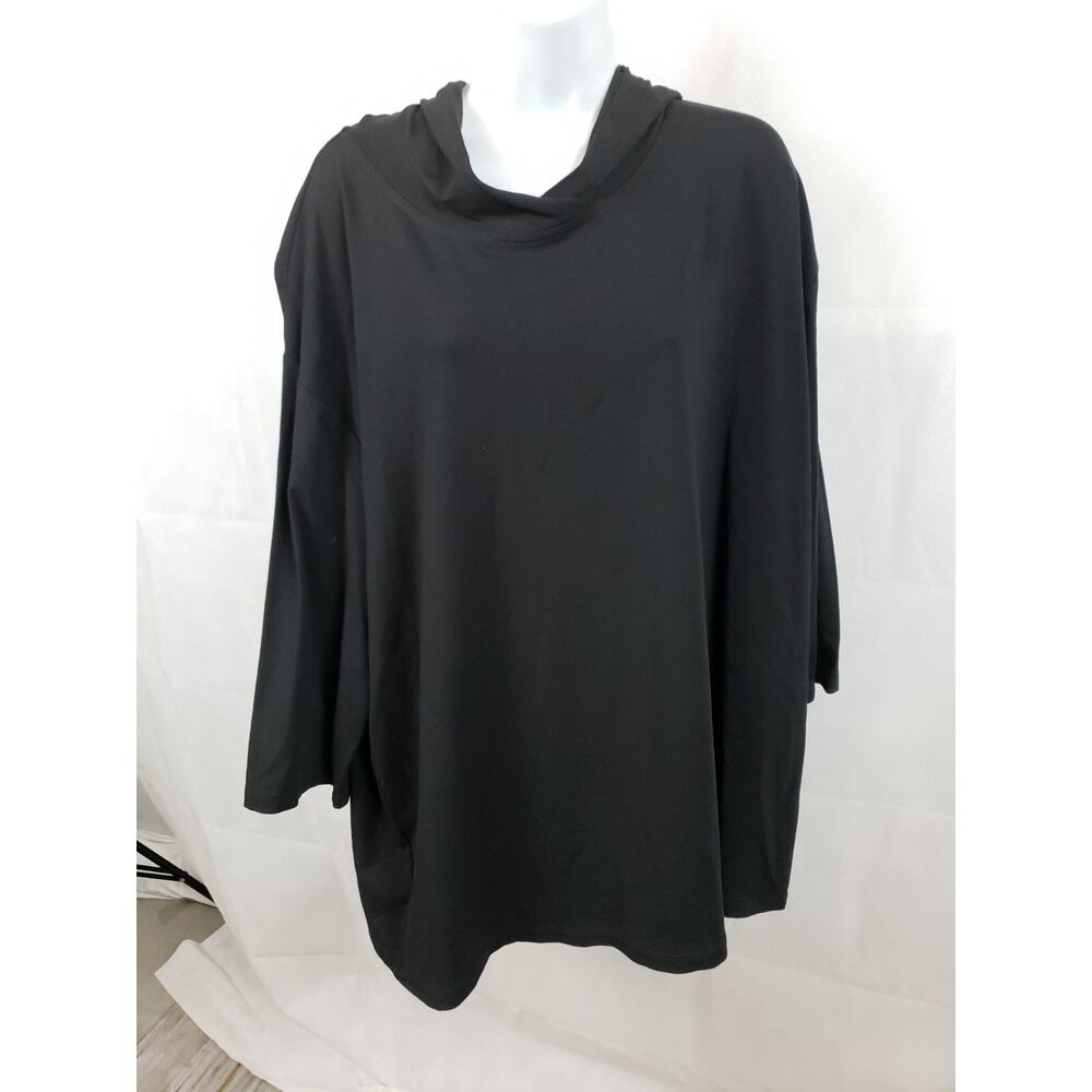 Transparente Black Hooded Pointed Hood Tunic Size Small 3/4 Sleeve